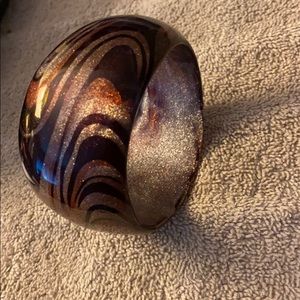 Brown and gold bangle bracelet